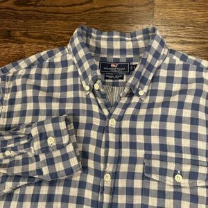 VINEYARD VINES Flannel Shirt mens L‎ CROSBY L/S Thick Warm Checker Blue White